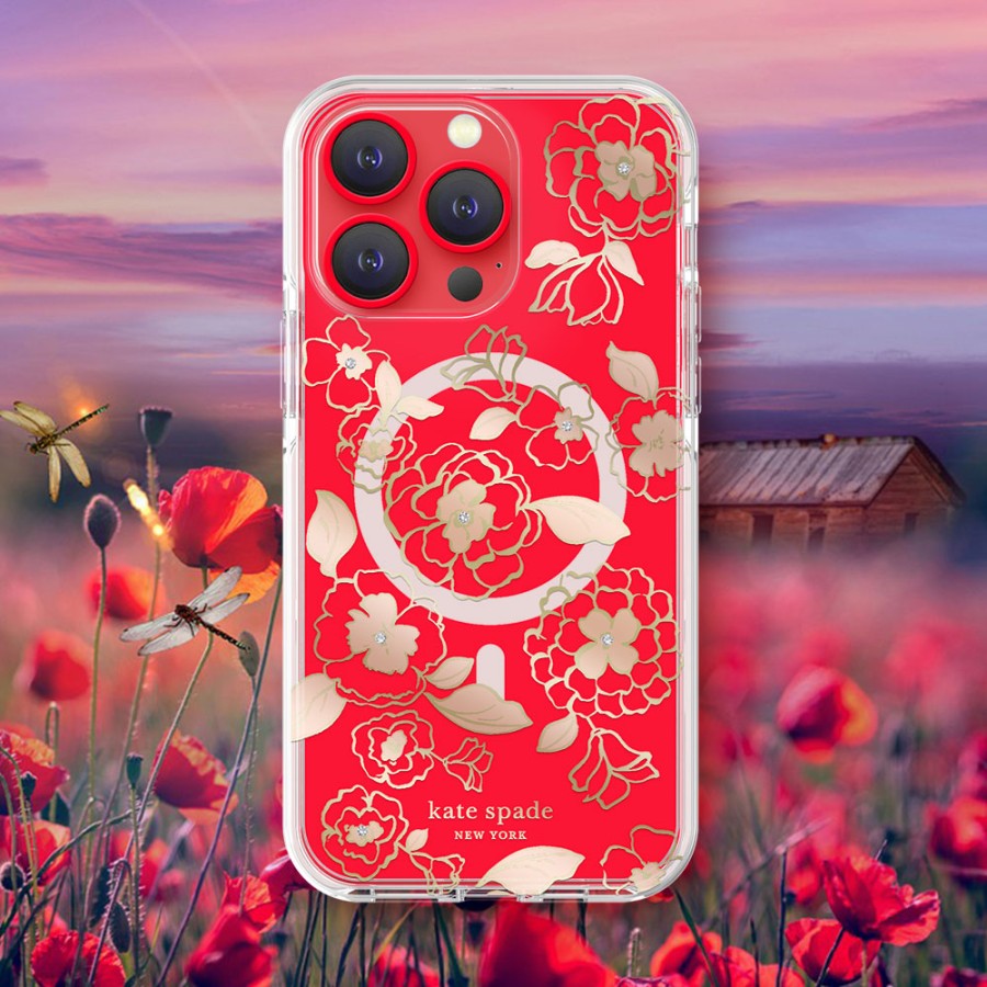 KATE SPADE CASE FOR IPHONE 14 PRO MAX (MAGSAFE) - GOLD FLORAL (650450082660)