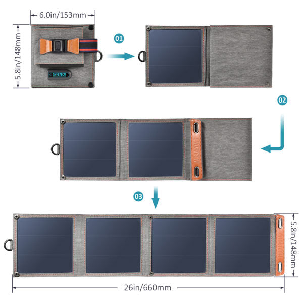 14W Foldable USB- A Solar Charger