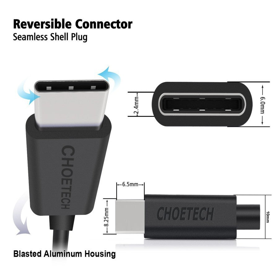 Choetech 12W 1m usb-A to type-c PVC cable