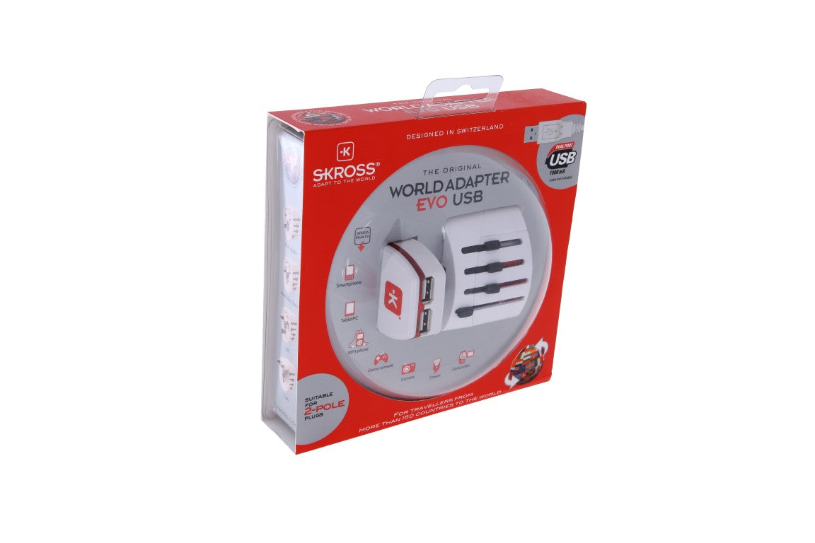 SKROSS ADAPTER WORLD - EVO USB - AIRLINE VERSION GIFTBOX (CNY SPECIAL) - WHITE