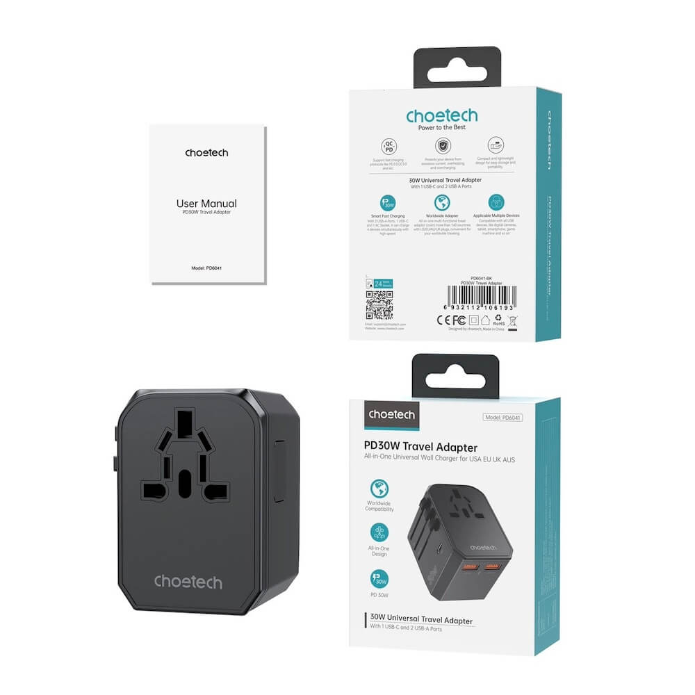Chotech PD30W C+2A Travel Wall Charger
