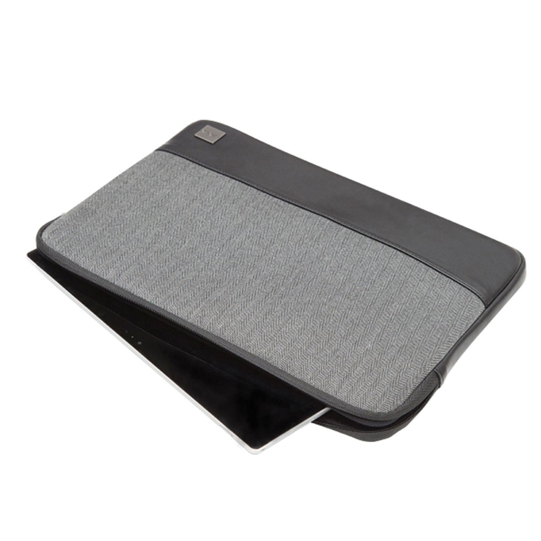 KNOMO SLEEVE BAG 14 INCH HERRINGBONE TWILL - GRAY