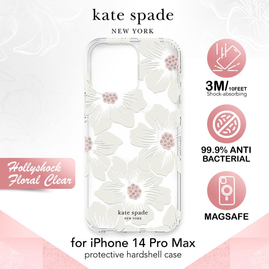 KATE SPADE CASE FOR IPHONE 14 PRO MAX (MAGSAFE) - HOLLYHOCK FLORAL CLEAR (650450169873)