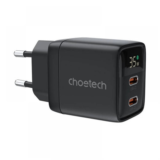 Choetech PD35W GAN Dual type-C Display wall charger black