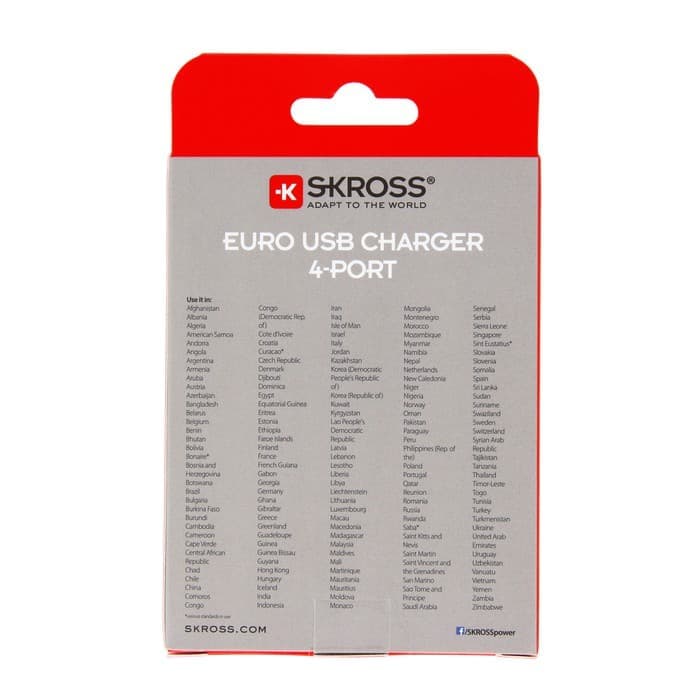 SKROSS ADAPTER WORLD 4 PORT - CHARGER EU (BLISTER) - WHITE