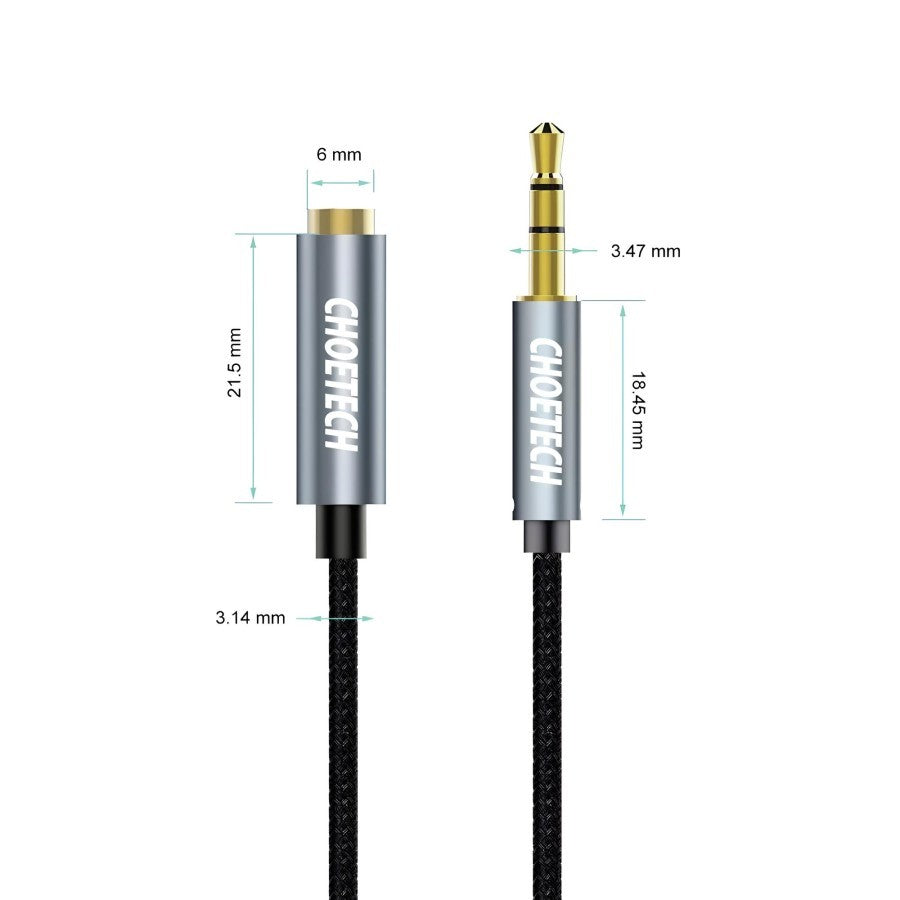 Choetech 3.5mm DC male to DC female 2m Audio Cable black